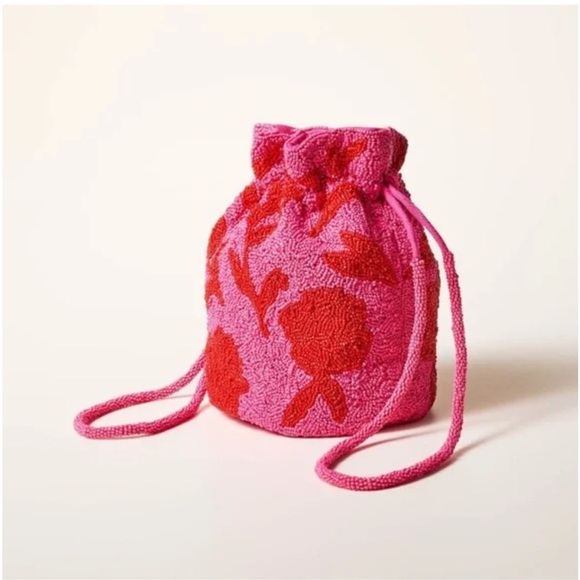 Kate Spade x Target Beaded Classic Rose Drawstring Bucket Bag - Pink/Red - Picture 2 of 5